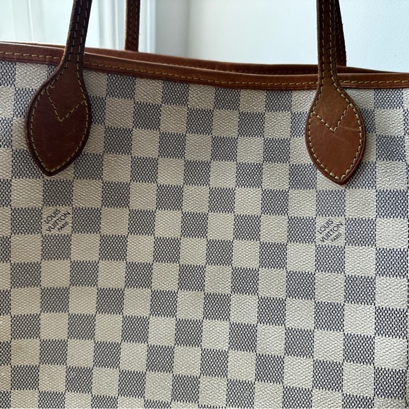 $799 Louis Vuitton Neverfull gm azur Checkered Tote Bag - Picture 8 of 14
